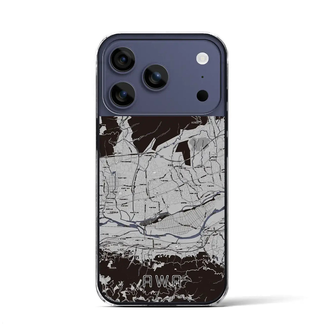 【阿波(徳島県)】地図柄iPhoneケース(クリアタイプ)モノトーン・iPhone 17 Pro Max 用