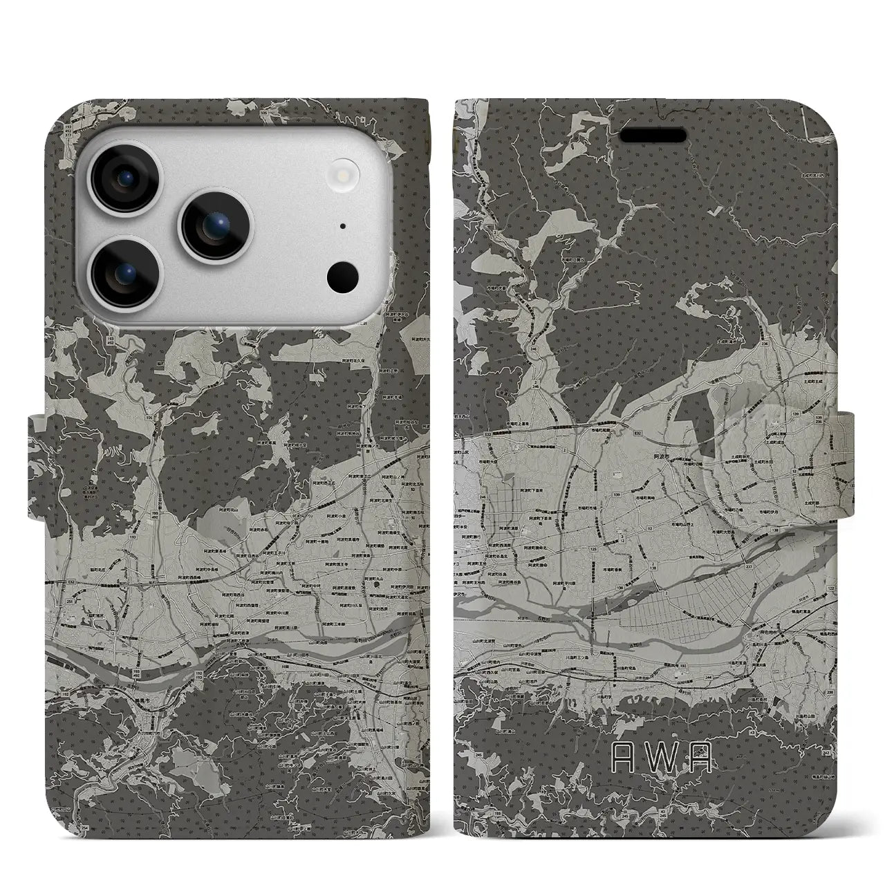 【阿波（徳島県）】地図柄iPhoneケース（手帳タイプ）