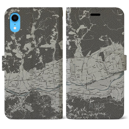 【阿波（徳島県）】地図柄iPhoneケース（手帳タイプ）モノトーン・iPhone XR 用