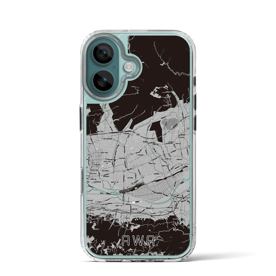 【阿波(徳島県)】地図柄iPhoneケース(MagSafeタイプ)モノトーン・iPhone 16 Pro 用