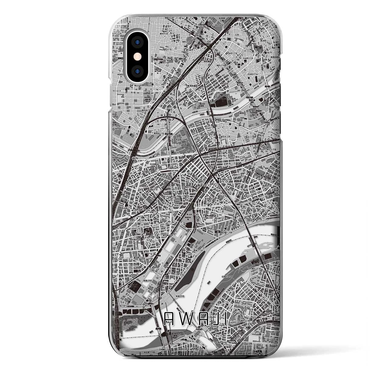 【淡路（大阪府）】地図柄iPhoneケース（クリアタイプ）モノトーン・iPhone XS Max 用