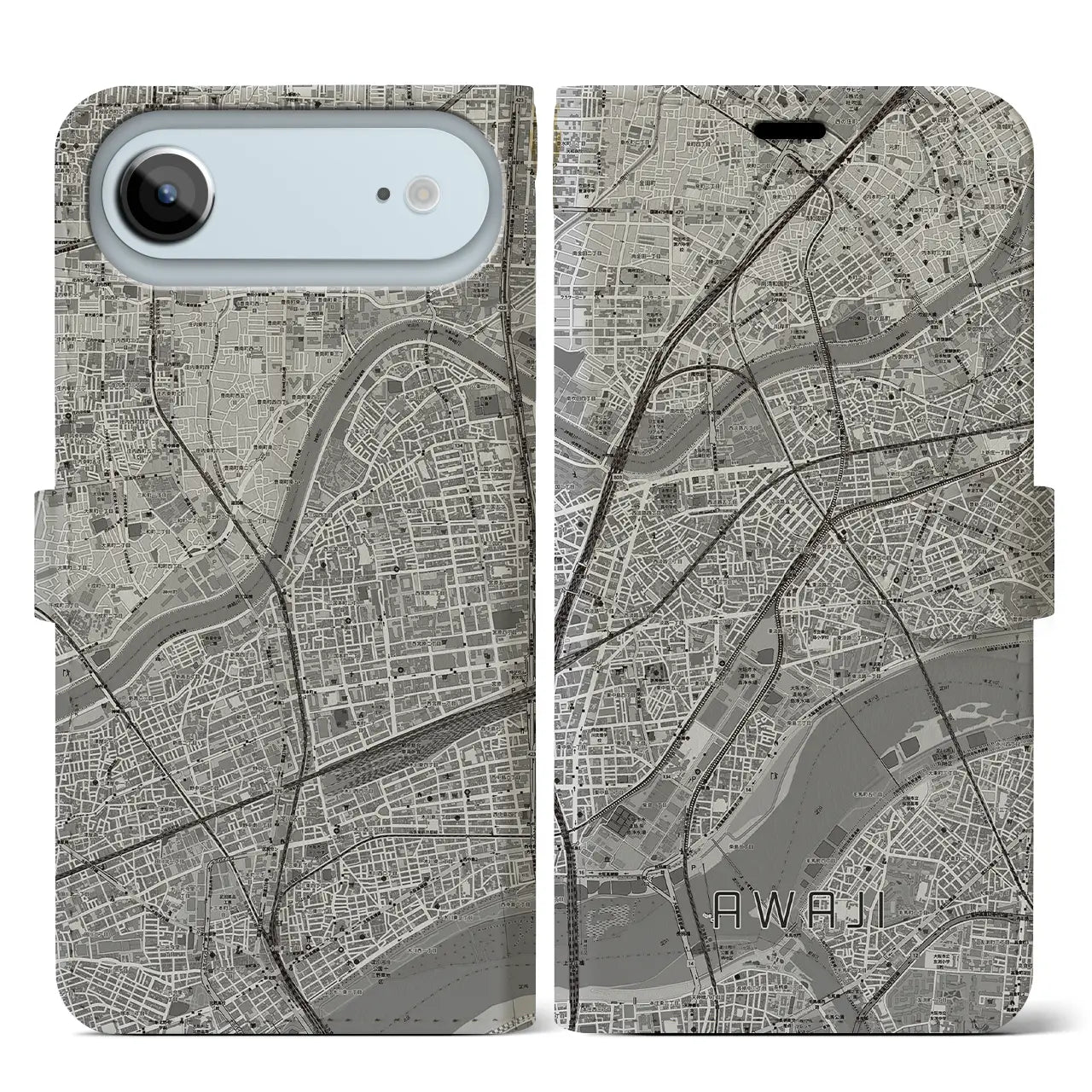 【淡路（大阪府）】地図柄iPhoneケース（手帳タイプ）