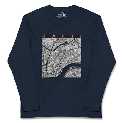 【淡路（大阪府）（大阪府）】地図柄ロングスリーブTシャツ