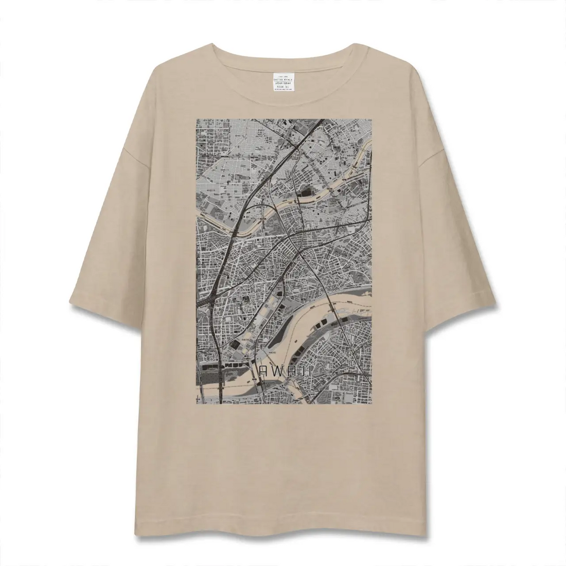 【淡路（大阪府）（大阪府）】地図柄ビッグシルエットTシャツ