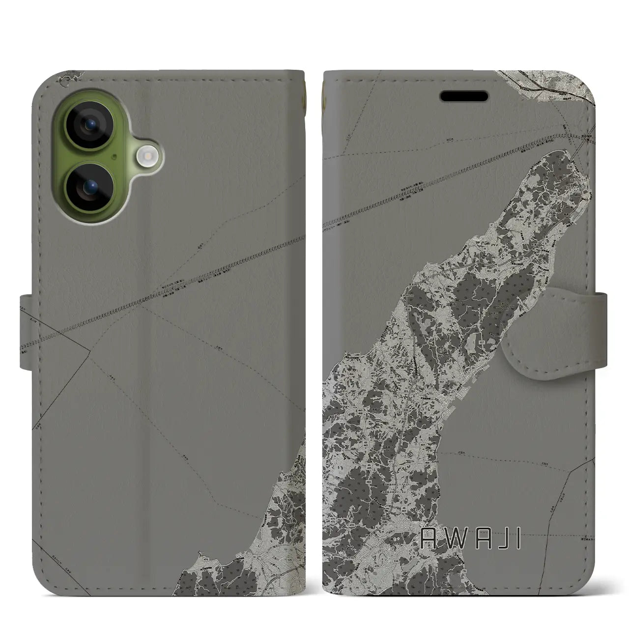 【淡路（兵庫県）】地図柄iPhoneケース（手帳タイプ）