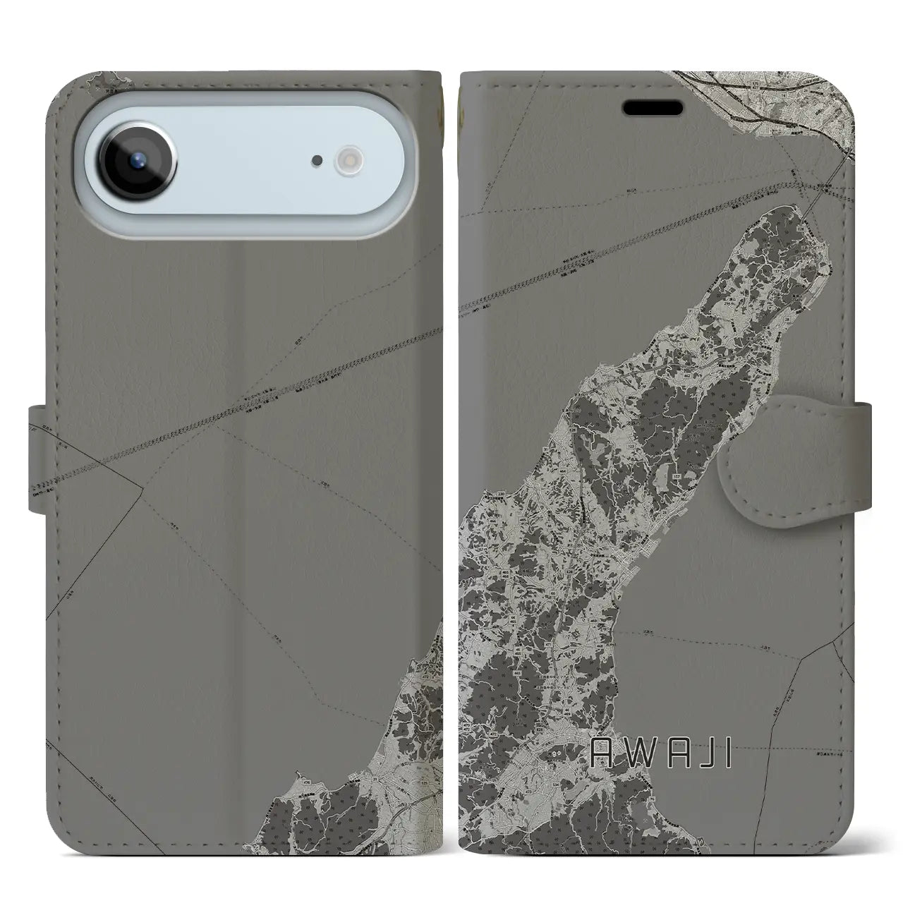 【淡路（兵庫県）】地図柄iPhoneケース（手帳タイプ）