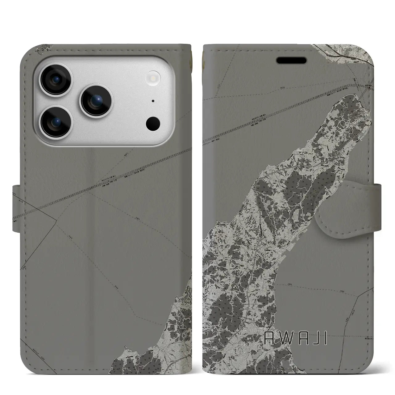 【淡路（兵庫県）】地図柄iPhoneケース（手帳タイプ）