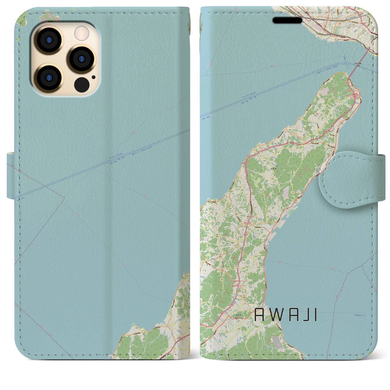 【淡路（兵庫県）】地図柄iPhoneケース（手帳タイプ）