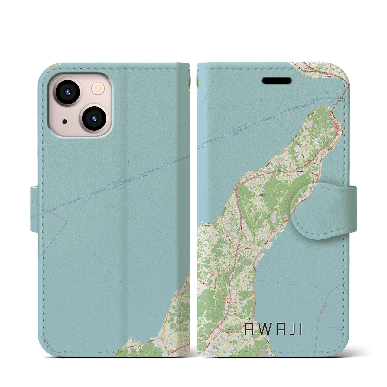 【淡路（兵庫県）】地図柄iPhoneケース（手帳タイプ）