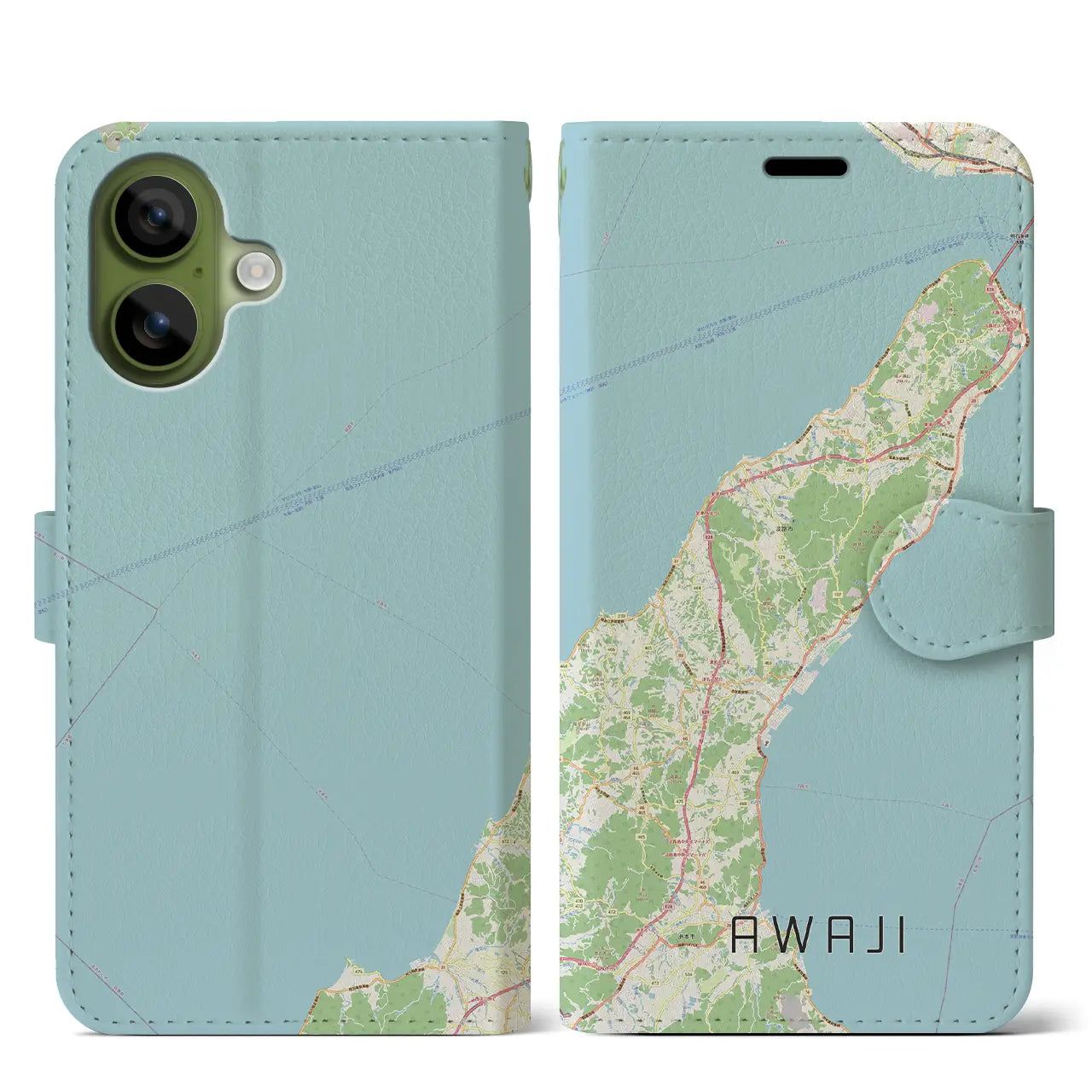 【淡路（兵庫県）】地図柄iPhoneケース（手帳タイプ）