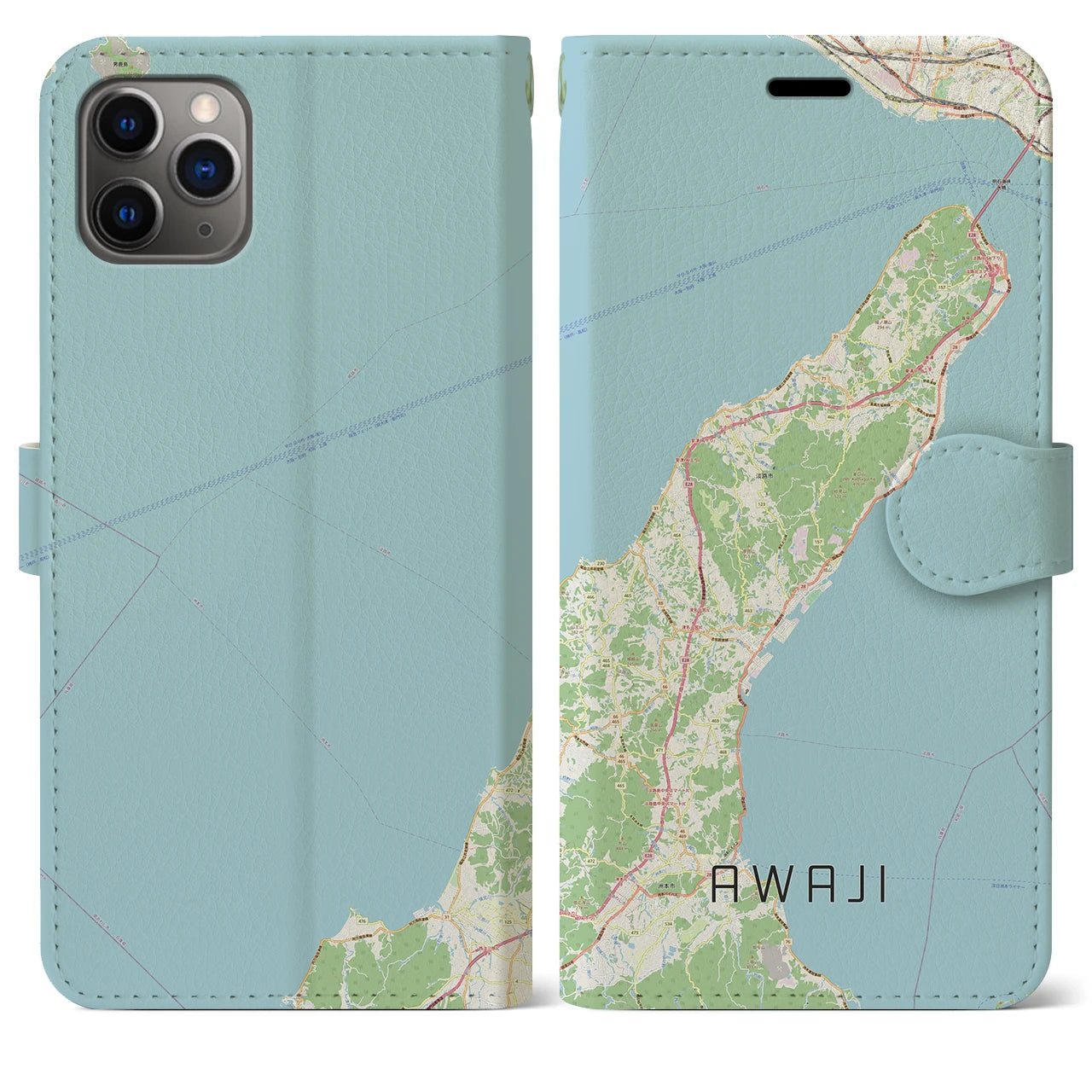 【淡路（兵庫県）】地図柄iPhoneケース（手帳タイプ）