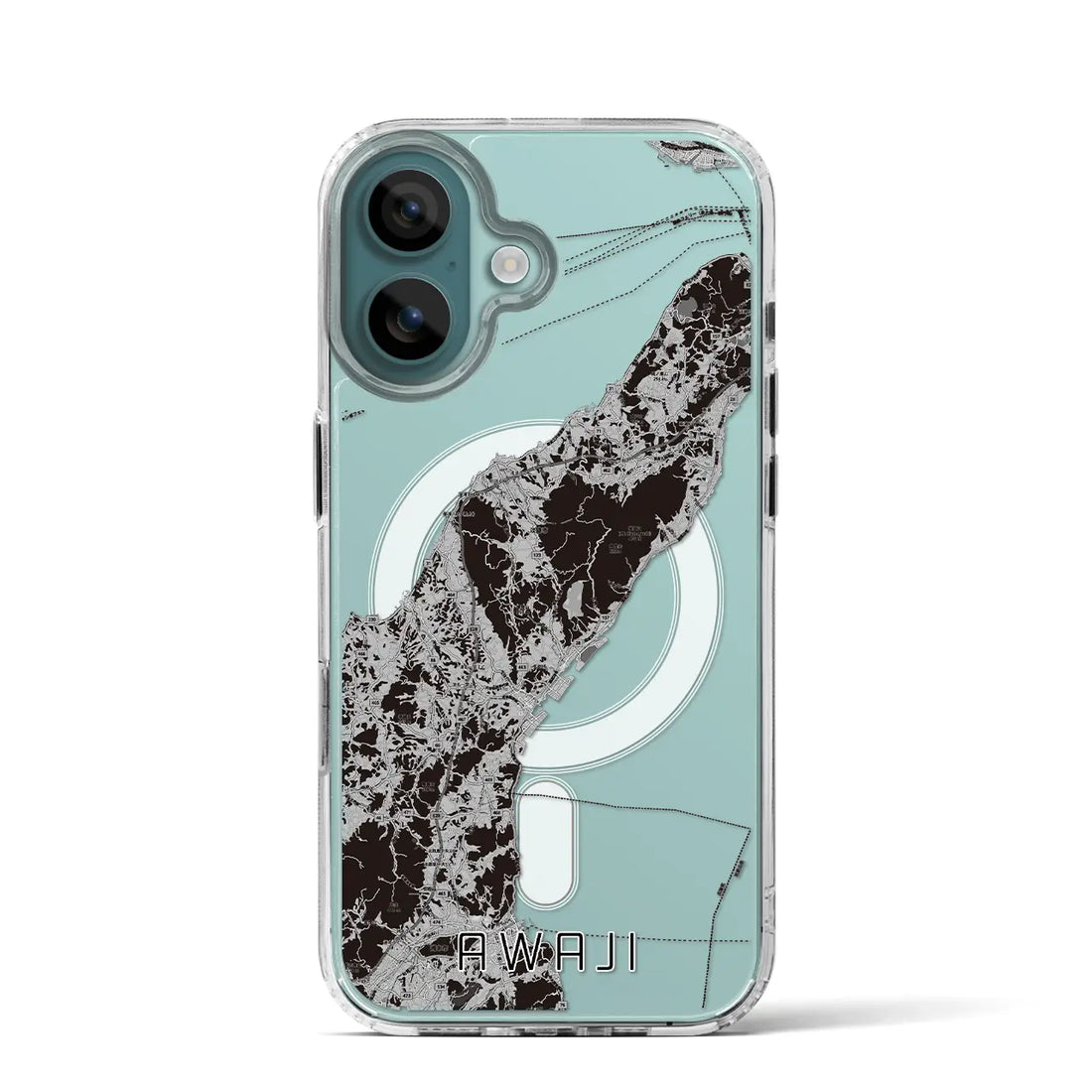 【淡路（兵庫県）】地図柄iPhoneケース（MagSafeタイプ）モノトーン・iPhone 16 Pro 用