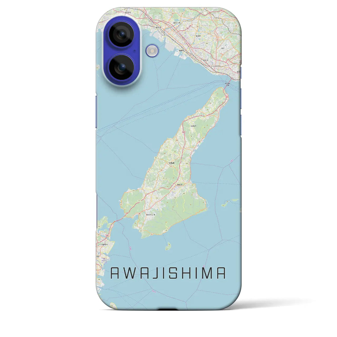 【淡路島2（兵庫県）】地図柄iPhoneケース（バックカバータイプ）ブラック・iPhone 16 Pro Max 用