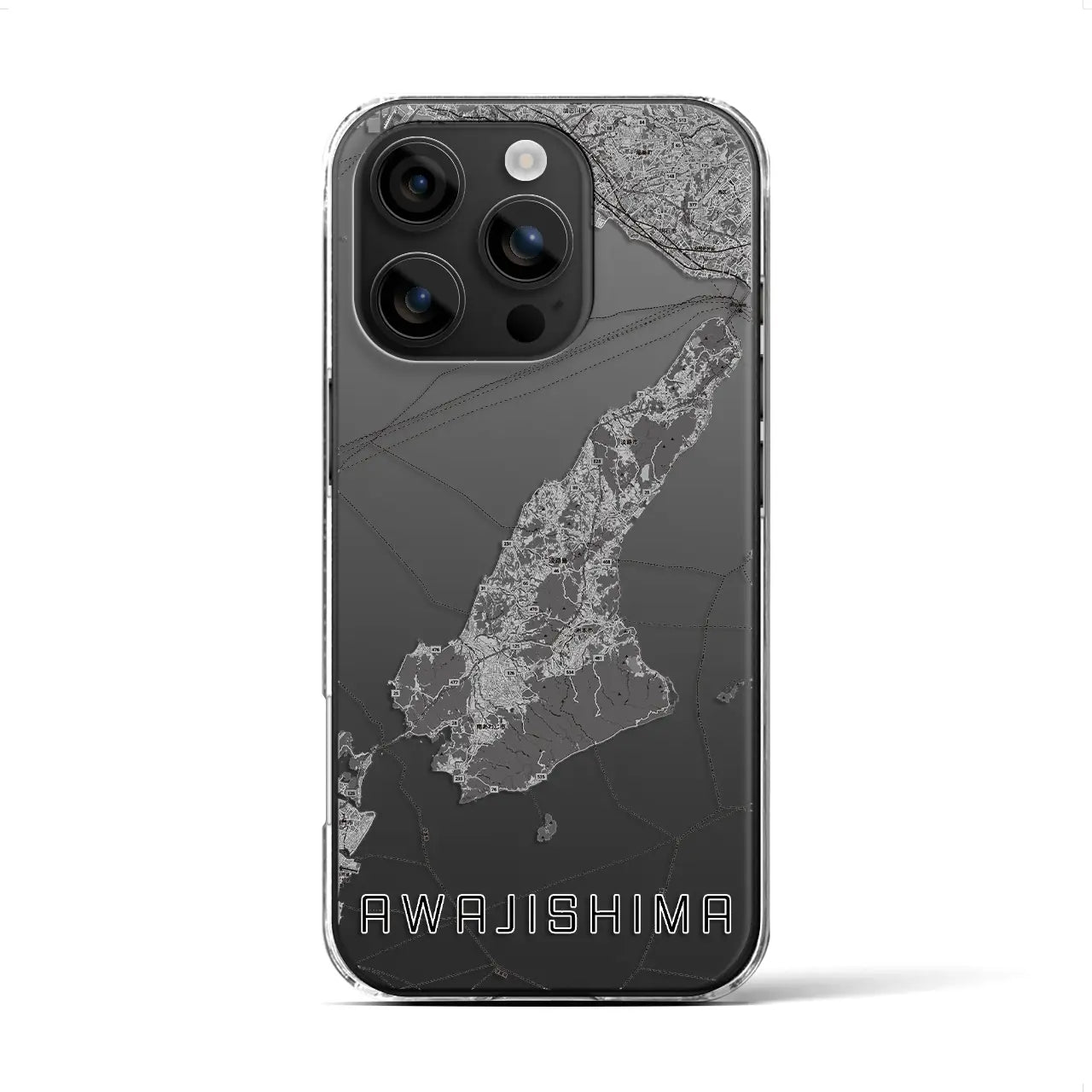 【淡路島2（兵庫県）】地図柄iPhoneケース（クリアタイプ）モノトーン・iPhone 16 用