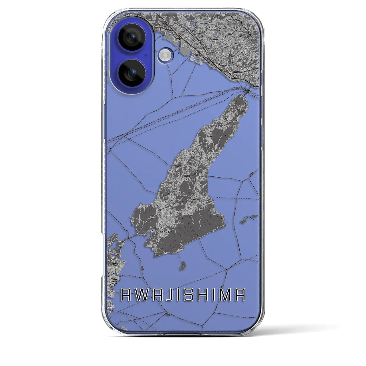 【淡路島2（兵庫県）】地図柄iPhoneケース（クリアタイプ）モノトーン・iPhone 16 Pro Max 用