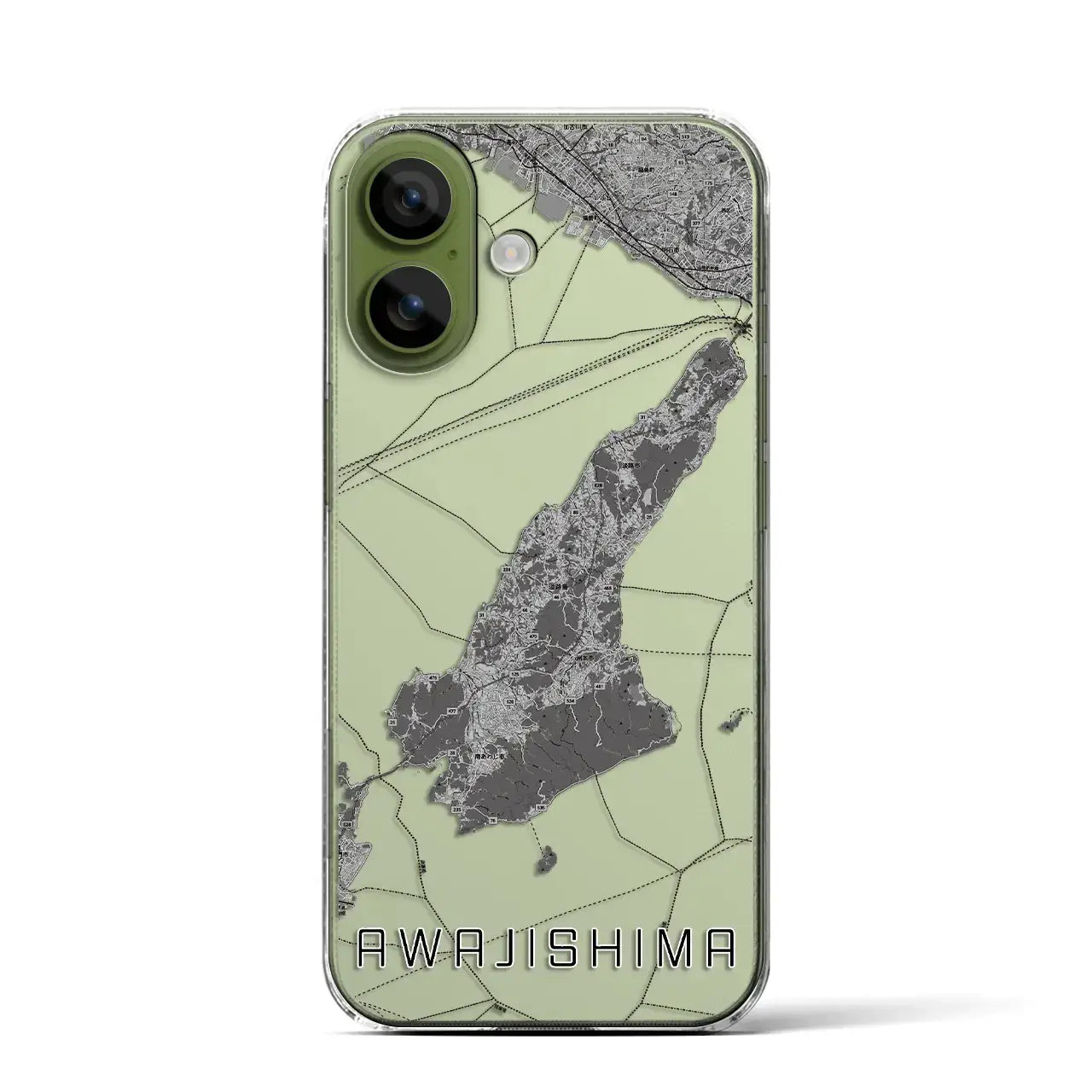 【淡路島2（兵庫県）】地図柄iPhoneケース（クリアタイプ）モノトーン・iPhone 17 Pro Max 用