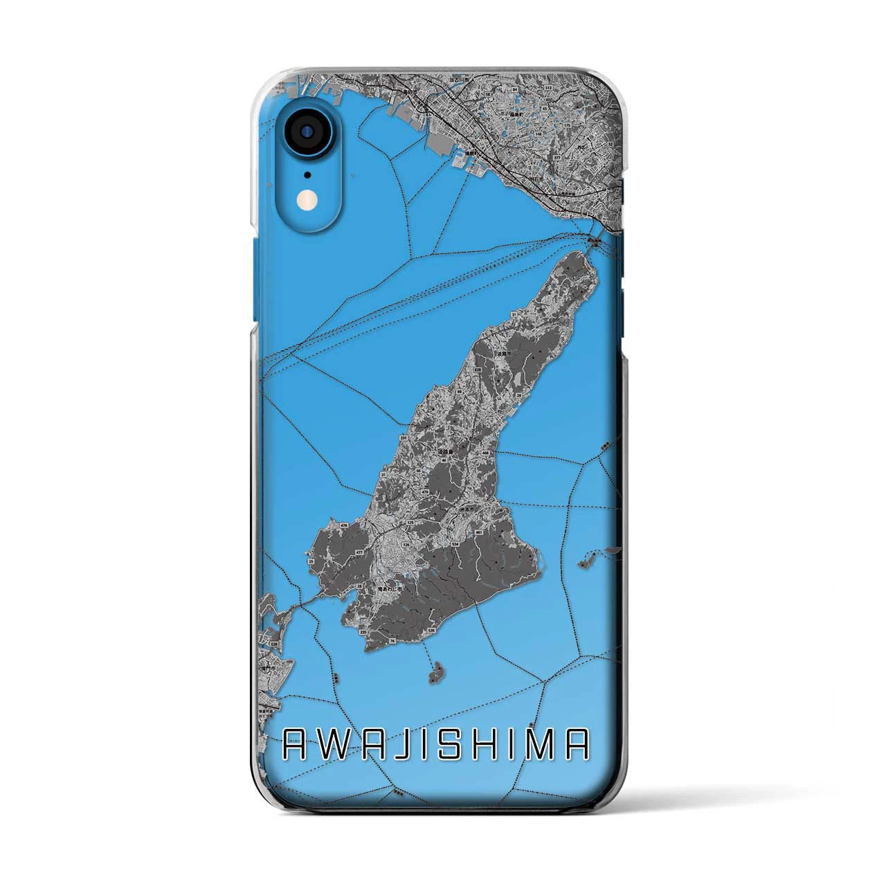 【淡路島2（兵庫県）】地図柄iPhoneケース（クリアタイプ）モノトーン・iPhone XR 用