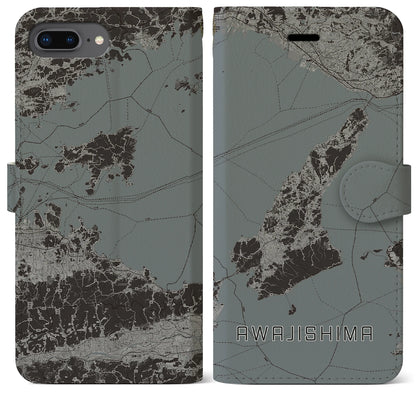 【淡路島2（兵庫県）】地図柄iPhoneケース（手帳タイプ）モノトーン・iPhone 8Plus /7Plus / 6sPlus / 6Plus 用