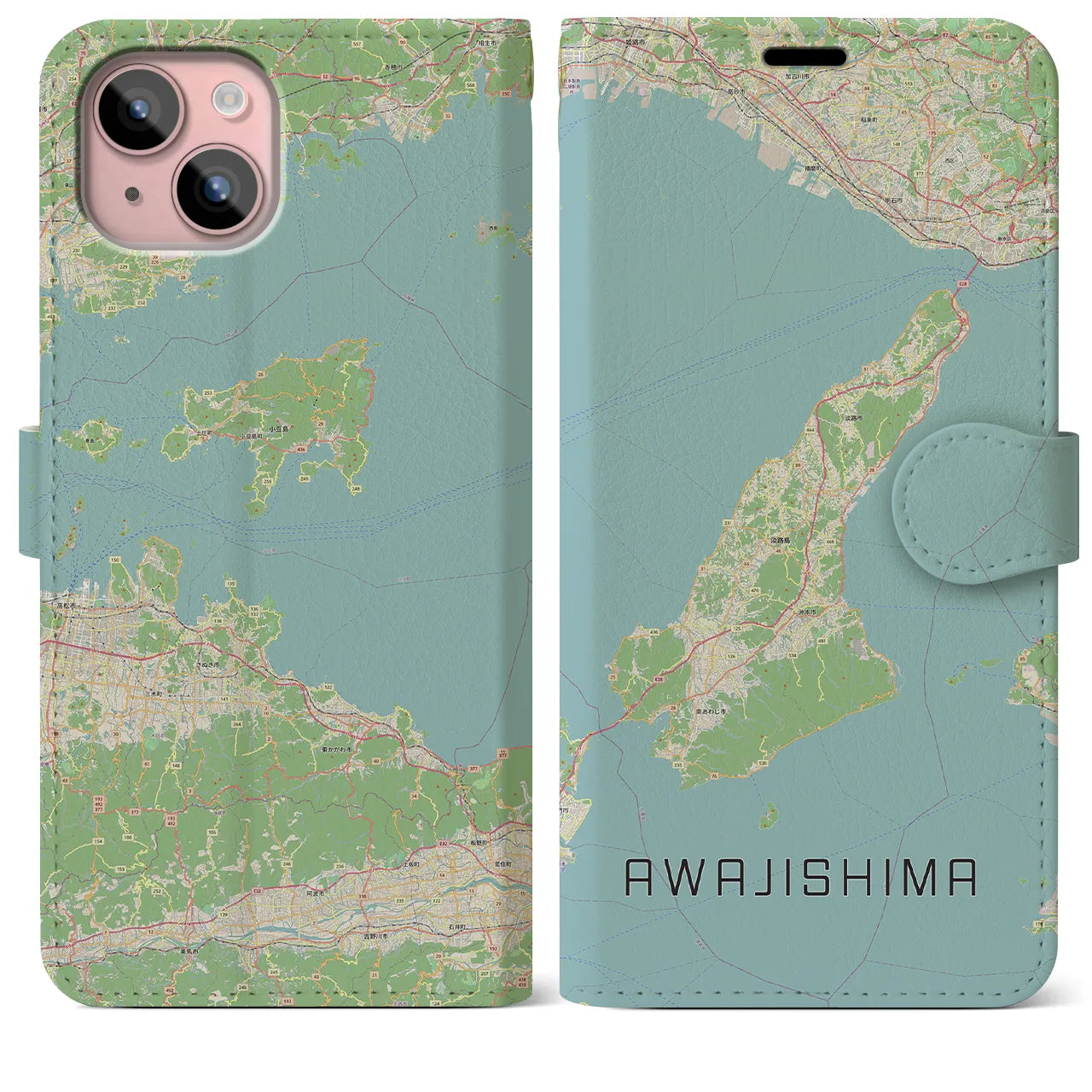 【淡路島2（兵庫県）】地図柄iPhoneケース（手帳タイプ）