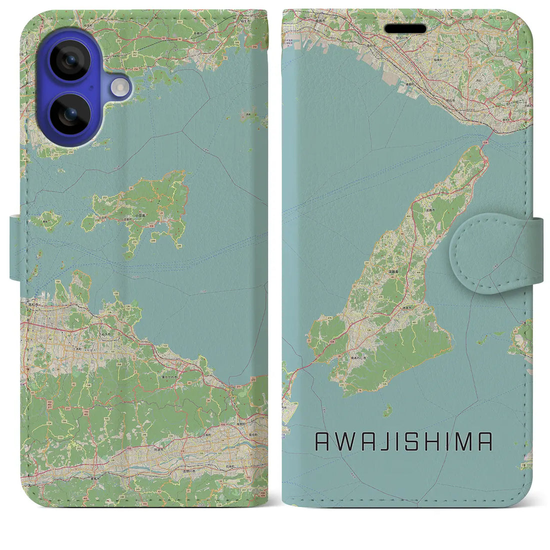 【淡路島2（兵庫県）】地図柄iPhoneケース（手帳タイプ）ナチュラル・iPhone 16 Pro Max 用