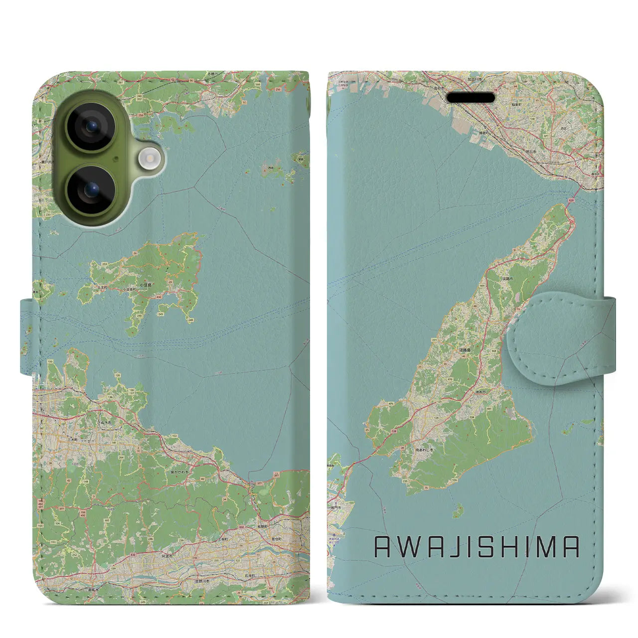 【淡路島2（兵庫県）】地図柄iPhoneケース（手帳タイプ）