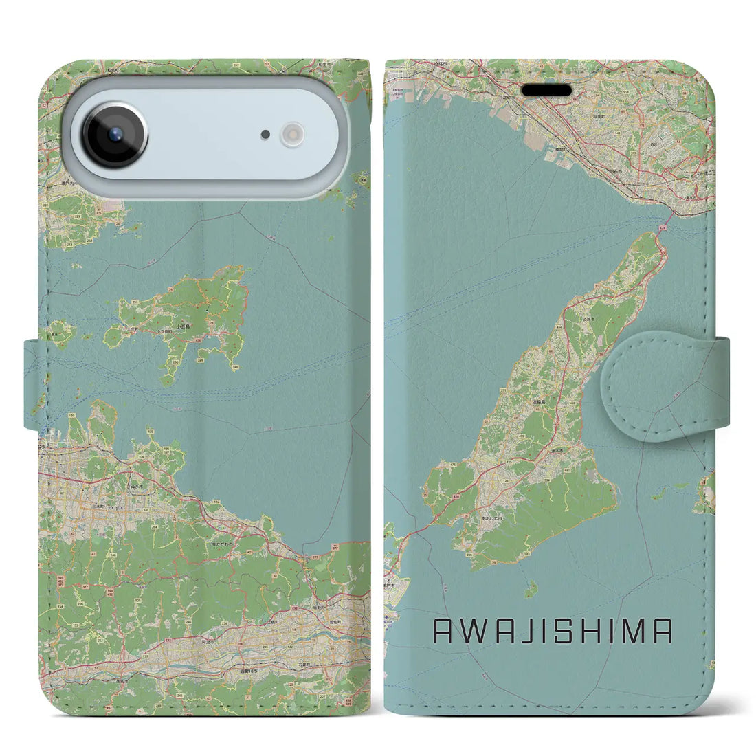 【淡路島2(兵庫県)】地図柄iPhoneケース(手帳タイプ)モノトーン・iPhone 17 Pro Max 用