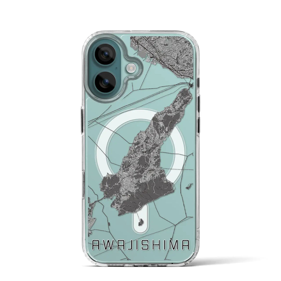 【淡路島2（兵庫県）】地図柄iPhoneケース（MagSafeタイプ）モノトーン・iPhone 16 Pro 用