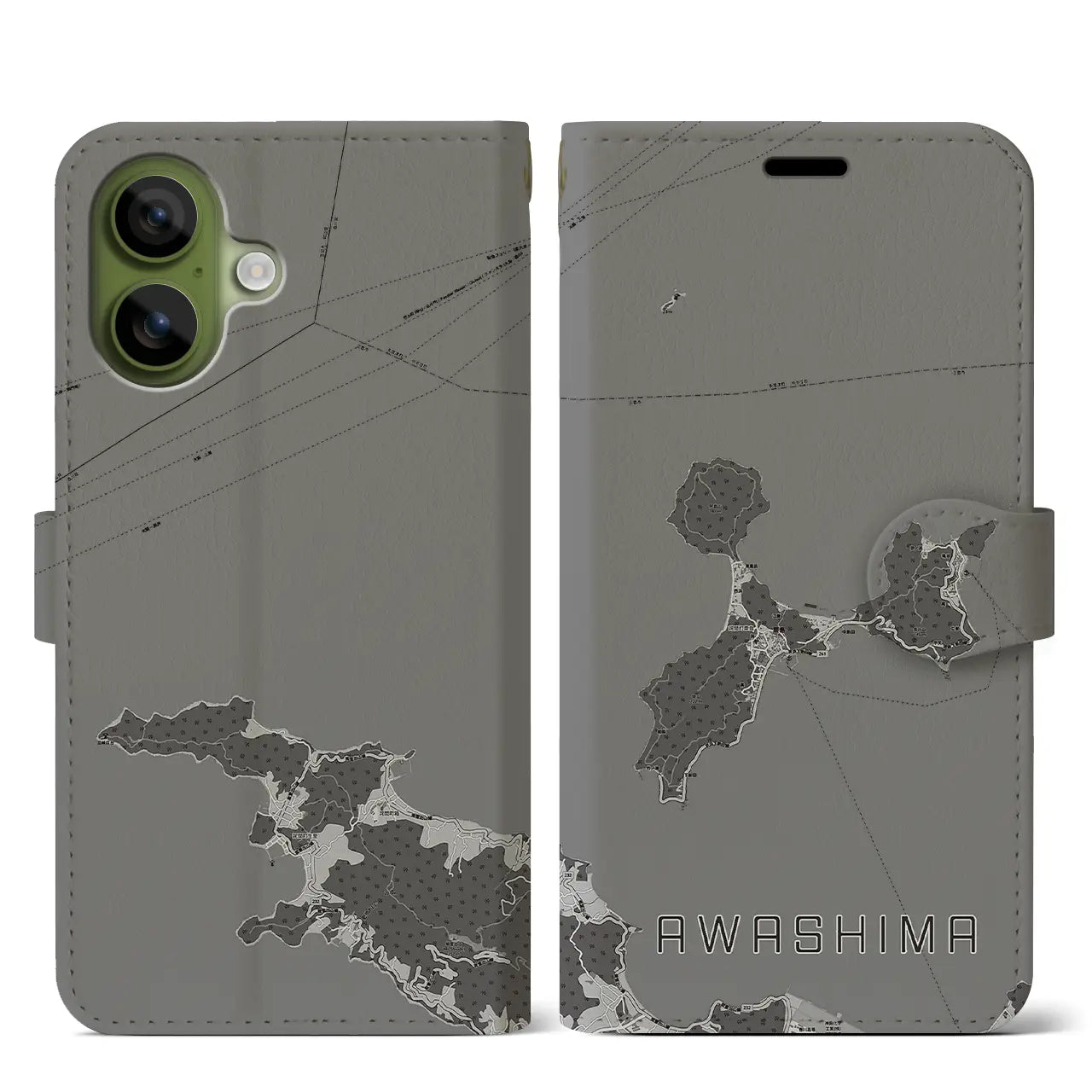 【粟島（香川県）】地図柄iPhoneケース（手帳タイプ）