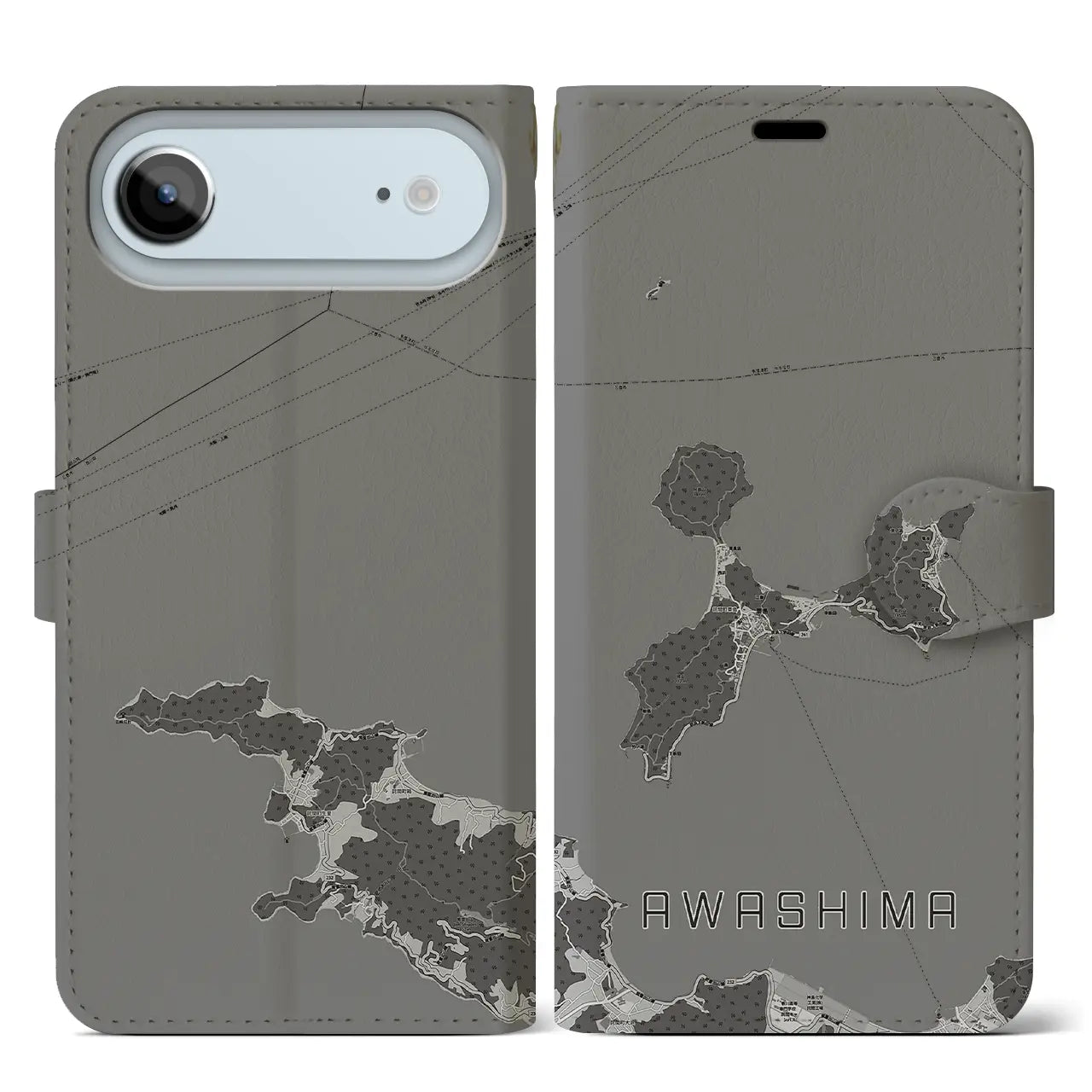 【粟島（香川県）】地図柄iPhoneケース（手帳タイプ）