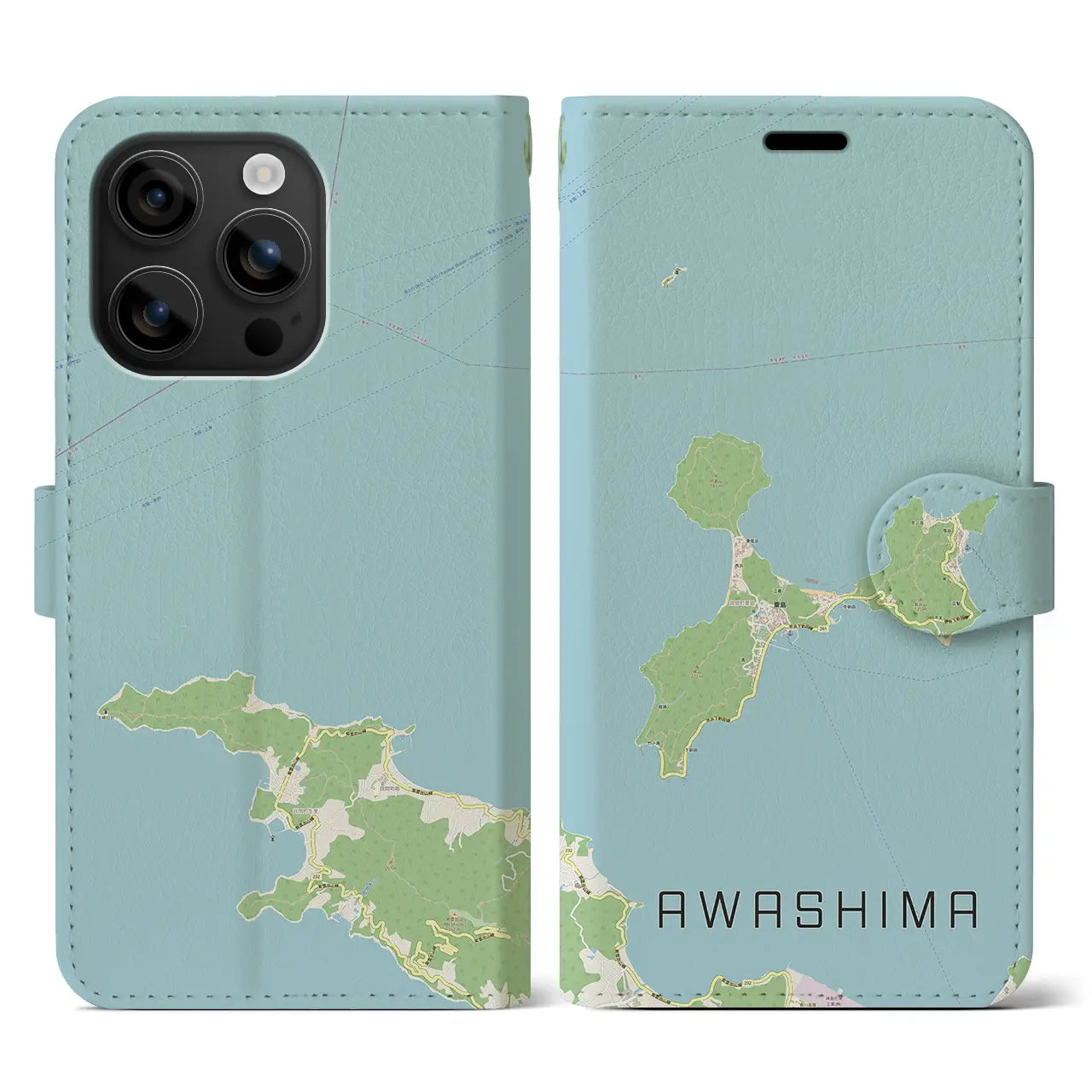 【粟島（香川県）】地図柄iPhoneケース（手帳タイプ）ナチュラル・iPhone 16 用