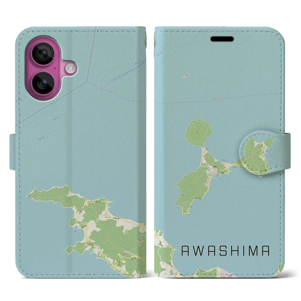 【粟島（香川県）】地図柄iPhoneケース（手帳タイプ）ナチュラル・iPhone 16 Pro 用