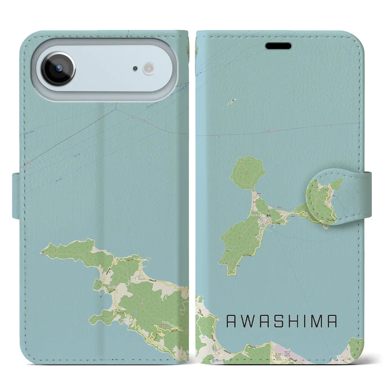 【粟島（香川県）】地図柄iPhoneケース（手帳タイプ）