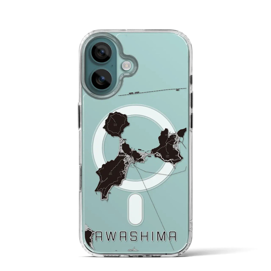 【粟島(香川県)】地図柄iPhoneケース(MagSafeタイプ)モノトーン・iPhone 16 Pro 用