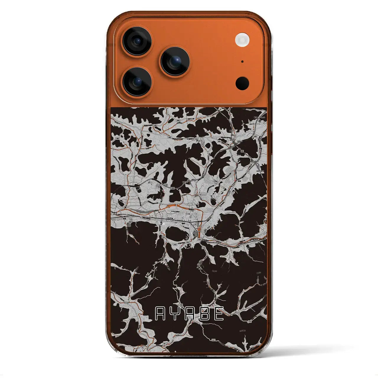 【綾部（京都府）】地図柄iPhoneケース（クリアタイプ）モノトーン・iPhone 17 Pro Max 用