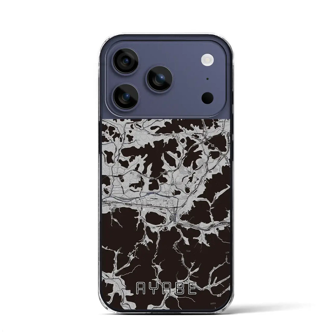 【綾部(京都府)】地図柄iPhoneケース(クリアタイプ)モノトーン・iPhone 17 Pro Max 用