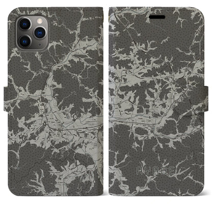 【綾部（京都府）】地図柄iPhoneケース（手帳タイプ）モノトーン・iPhone 11 Pro Max 用