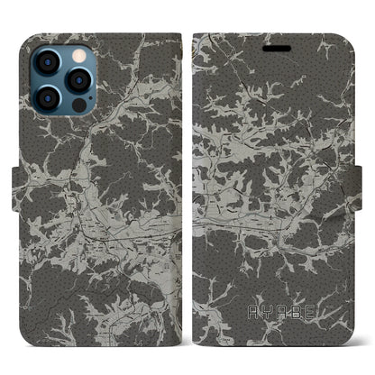 【綾部（京都府）】地図柄iPhoneケース（手帳タイプ）モノトーン・iPhone 12 / 12 Pro 用