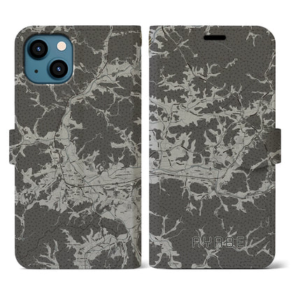 【綾部（京都府）】地図柄iPhoneケース（手帳タイプ）モノトーン・iPhone 13 用