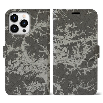 【綾部（京都府）】地図柄iPhoneケース（手帳タイプ）モノトーン・iPhone 13 Pro 用