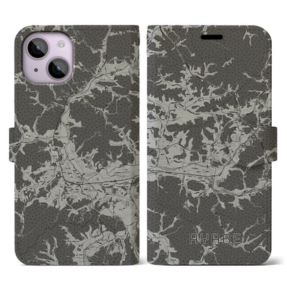 【綾部（京都府）】地図柄iPhoneケース（手帳タイプ）モノトーン・iPhone 14 用