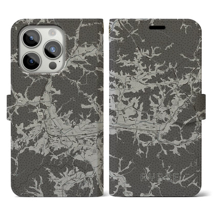 【綾部（京都府）】地図柄iPhoneケース（手帳タイプ）モノトーン・iPhone 15 Pro 用