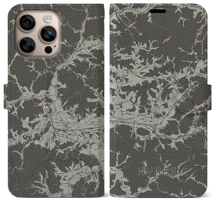 【綾部（京都府）】地図柄iPhoneケース（手帳タイプ）モノトーン・iPhone 16 Plus 用