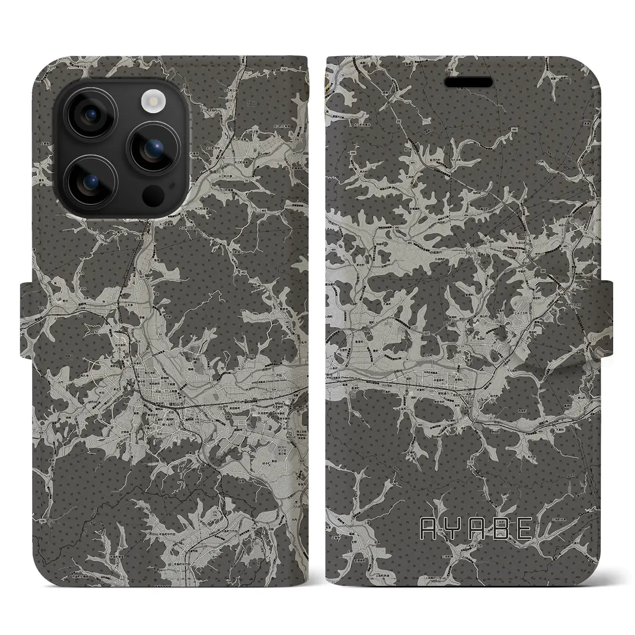 【綾部（京都府）】地図柄iPhoneケース（手帳タイプ）