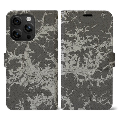 【綾部（京都府）】地図柄iPhoneケース（手帳タイプ）モノトーン・iPhone 16 用