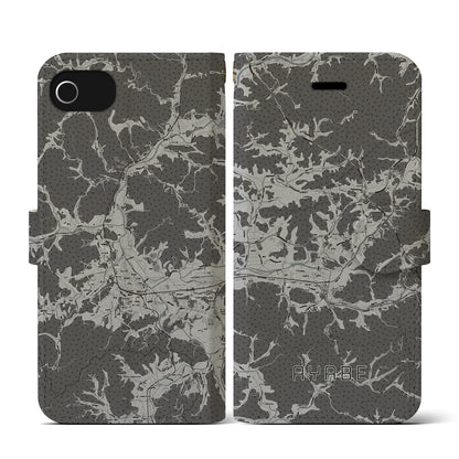 【綾部（京都府）】地図柄iPhoneケース（手帳タイプ）モノトーン・iPhone SE（第3 / 第2世代） / 8 / 7 / 6s / 6 用