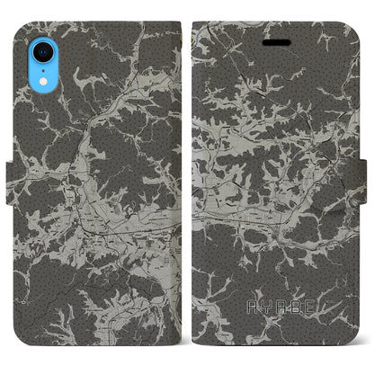 【綾部（京都府）】地図柄iPhoneケース（手帳タイプ）モノトーン・iPhone XR 用