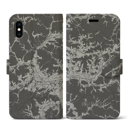 【綾部（京都府）】地図柄iPhoneケース（手帳タイプ）モノトーン・iPhone XS / X 用