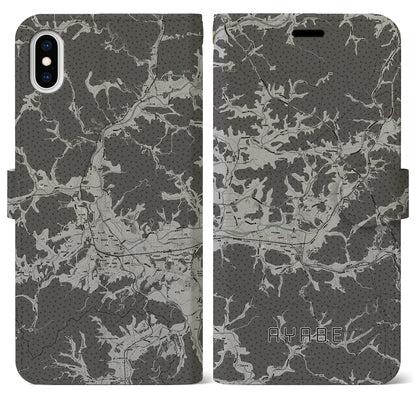 【綾部（京都府）】地図柄iPhoneケース（手帳タイプ）モノトーン・iPhone XS Max 用