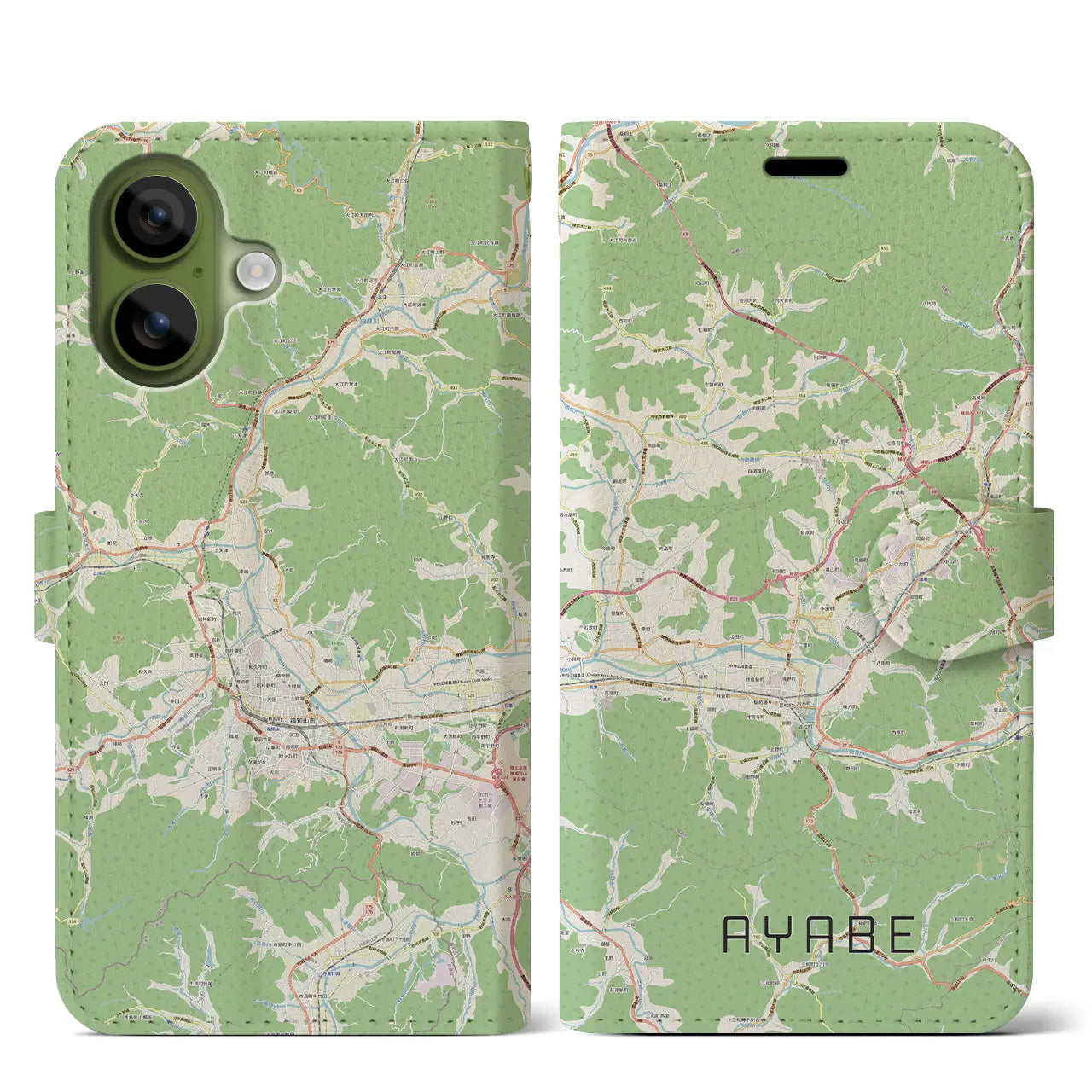 【綾部（京都府）】地図柄iPhoneケース（手帳タイプ）