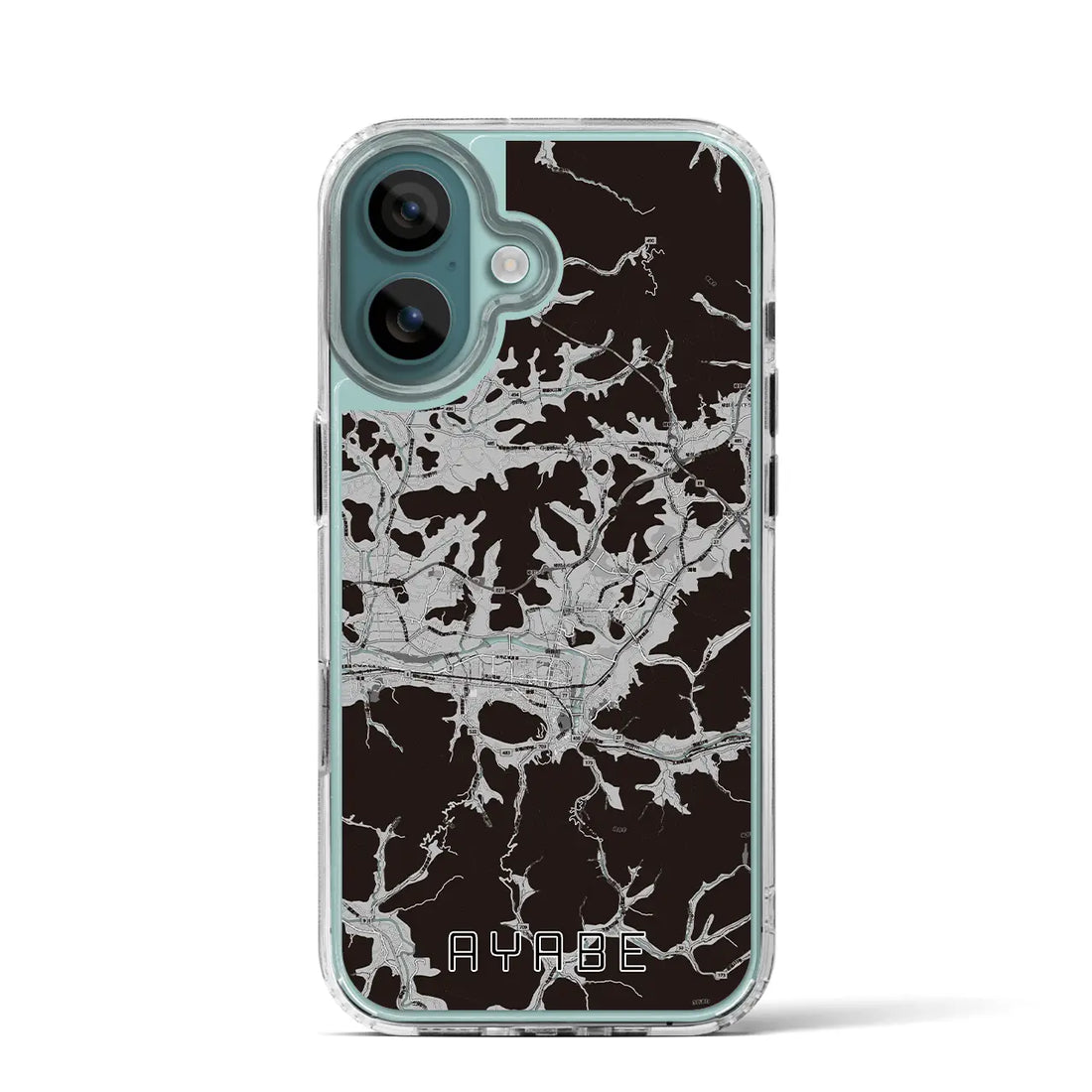 【綾部(京都府)】地図柄iPhoneケース(MagSafeタイプ)モノトーン・iPhone 16 Pro 用